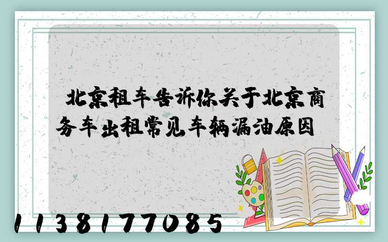 北京租车告诉你关于北京商务车出租常见车辆漏油原因