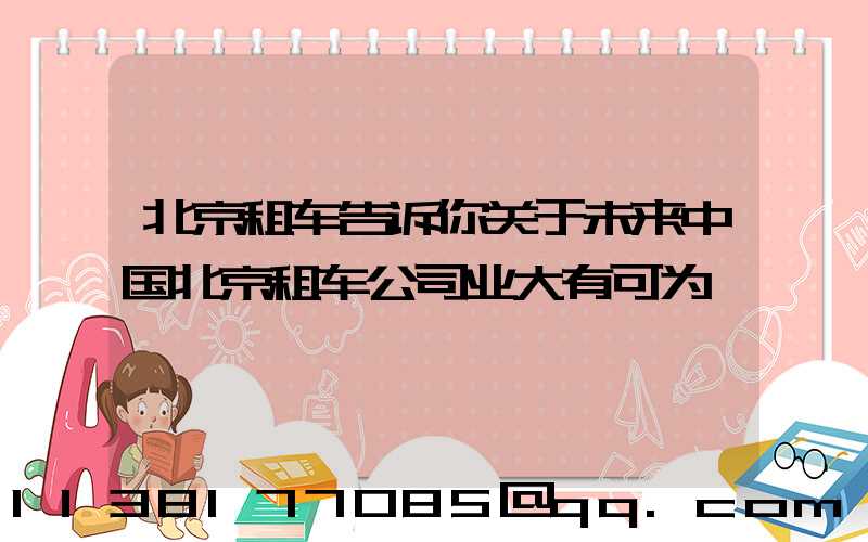 北京租车告诉你关于未来中国北京租车公司业大有可为